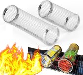 BBQ-netbuis, roestvrijstalen grillmand, grillgereedschap met afneembare gaasafdekking, vis en groenten, geweldig barbecue-accessoire, barbecue-cadeaubarbecue