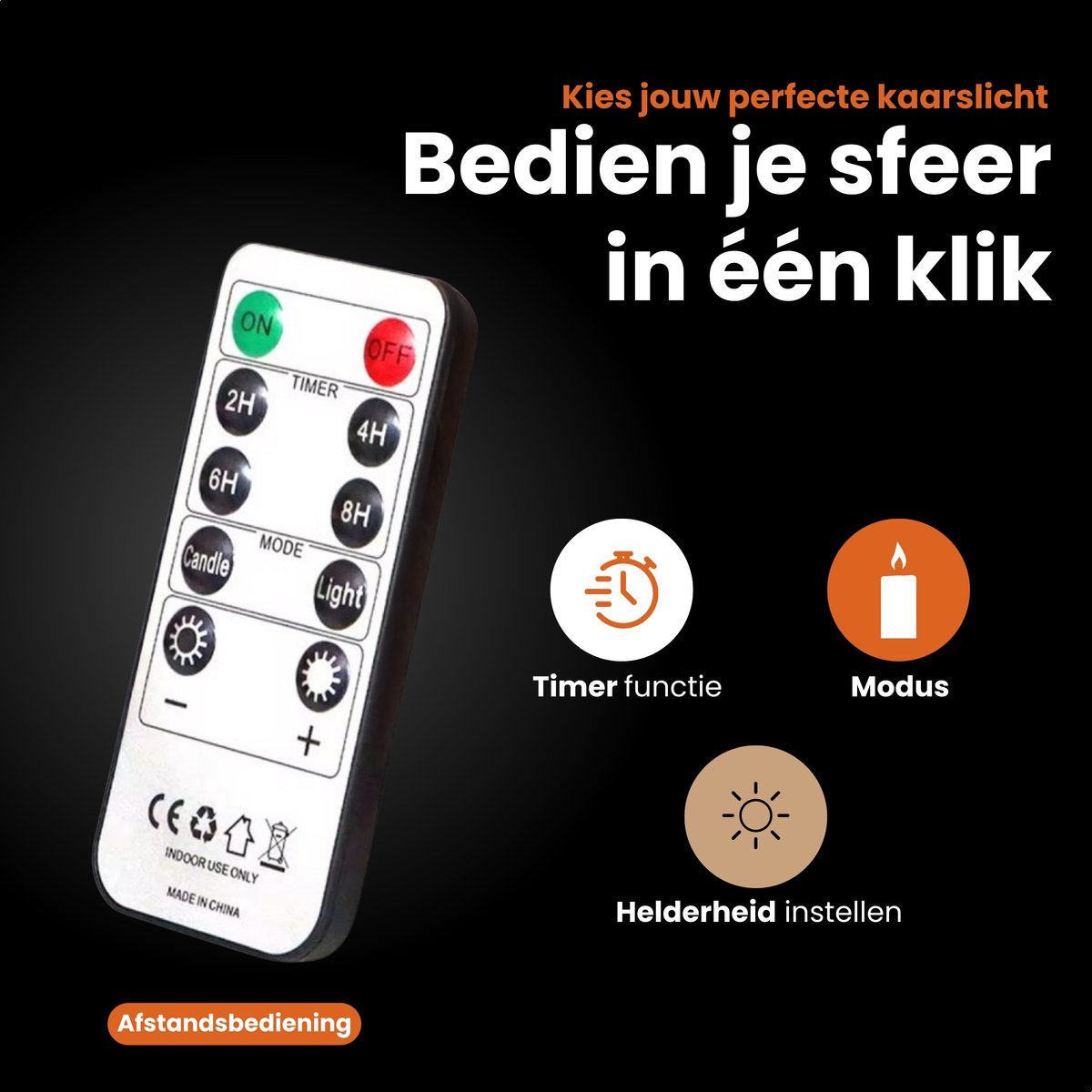 LED Kaarsen Met Afstandsbediening - Bewegende Vlam - Echte Wax - Elektrische Kaarsen - Op Batterijen - Dimbaar en Timer Functie - Set van 3 — cadeau in Wonen & Interieur - foto 4