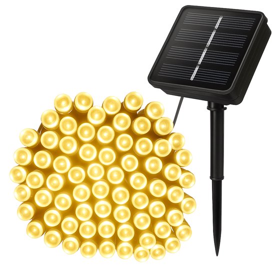 Best Active Solar Tuinverlichting op Zonne Energie - 200 LED Lichtsnoer Buiten - 20 Meter Verlicht + 2 Meter Snoer - Warm Wit Licht - IP65 Waterbestendig - Buitenverlichting Lichtslinger - Lichtsnoeren - Tuinlampen op Zonneenergie Buiten