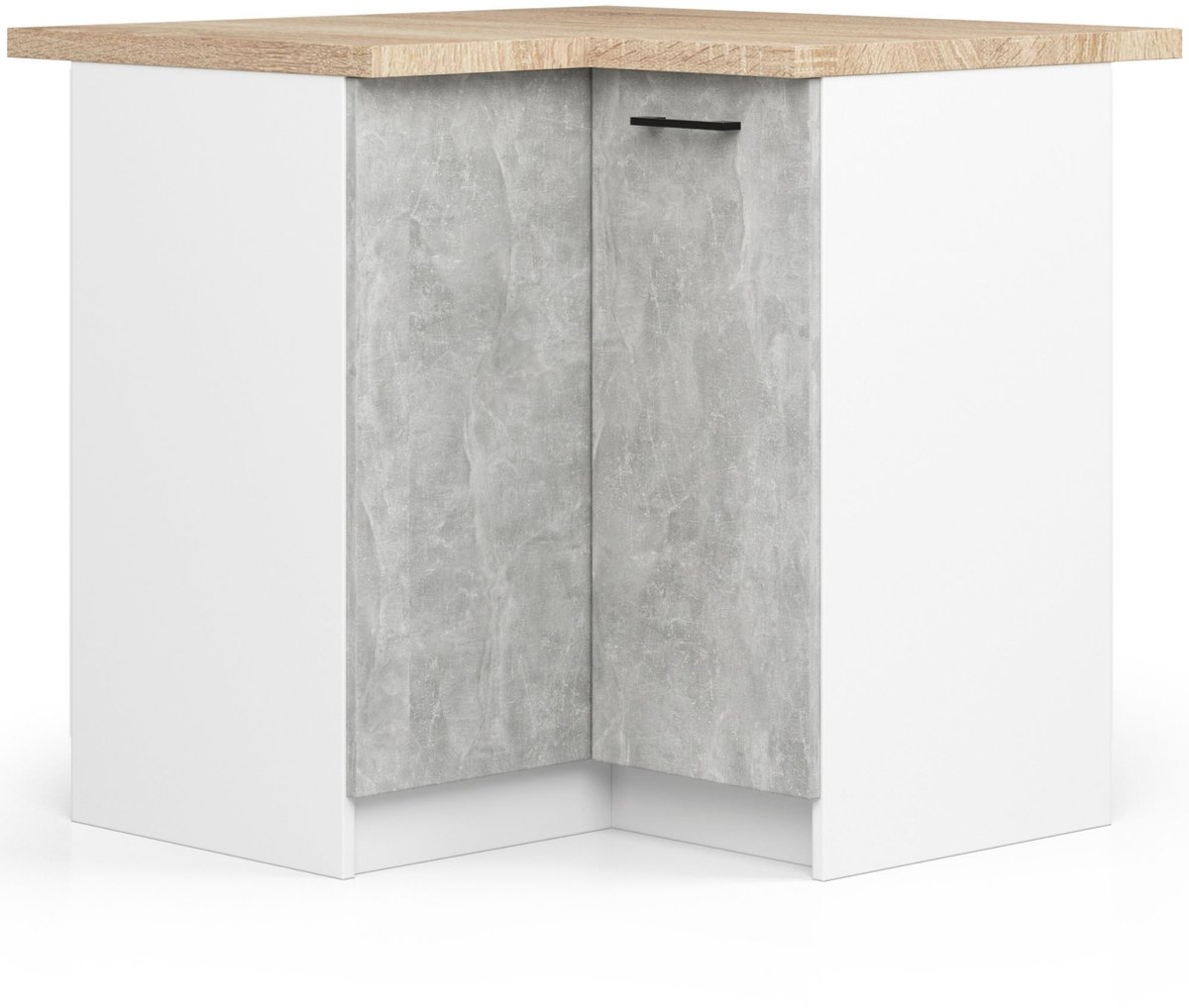 Akord Hoek Keukenkast modulaire OLIWIA S90/90 / Onderkast / AKORD Furniture Factory / Wit – Beton Grijs / 90 x 85 x 46 cm