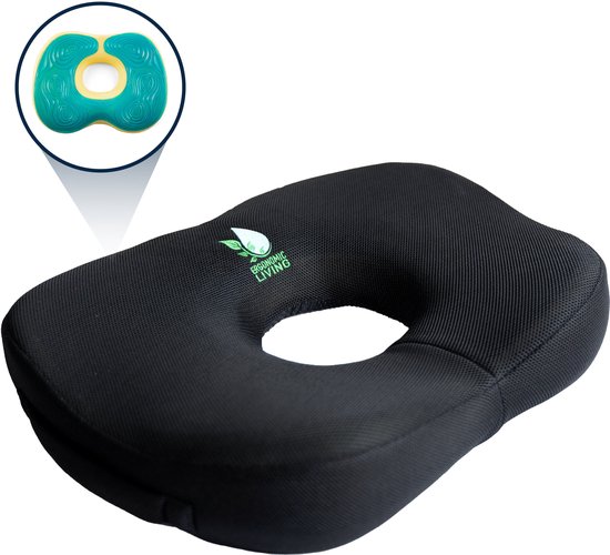 Coussin orthopédique pour coccyx ERGONOMIC LIVING - Coussin de siège en gel Donut avec technologie de gel Extra épais - Coussin compensé