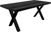 Bol.com Eettafel rechthoekig mangohout Xavier zwart 180cm duurzaam tafel met X-poot mango eetkamertafel hout aanbieding