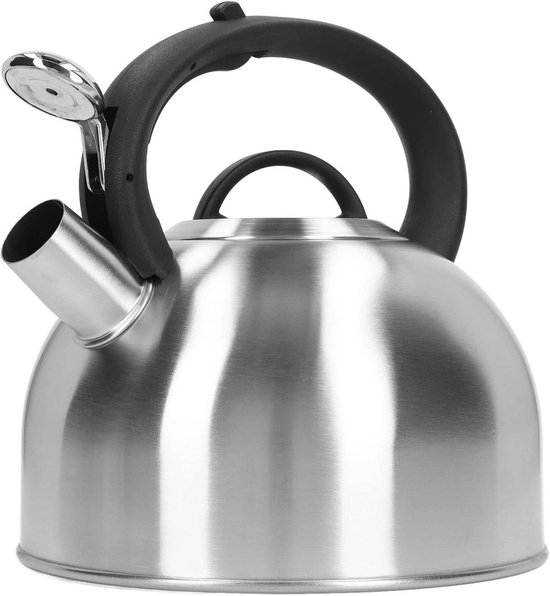 Bouilloire Sifflante en Acier Inoxydable, 3L, Chauffage Rapide, Poignée Isolée Anti-brûlure, Base Encapsulée, Signal Sonore, Pour Thé et Eau Chaude