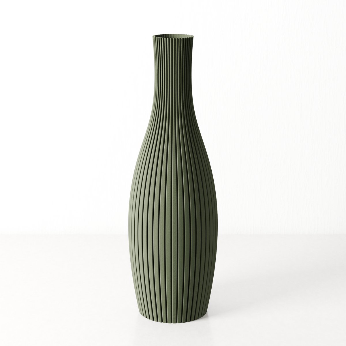 Fleuriek Smalle Hoge Vaas - Groen - H50 cm - Dunne Japandi Vaas - Minimalistische designvaas - Decoratieve vaas vensterbank of tafelvaas
