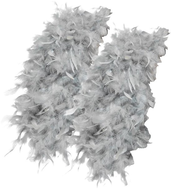 Luxe zilveren veren boa 180 cm - 2x - 80 gram - carnaval verkleed spullen/accessoires