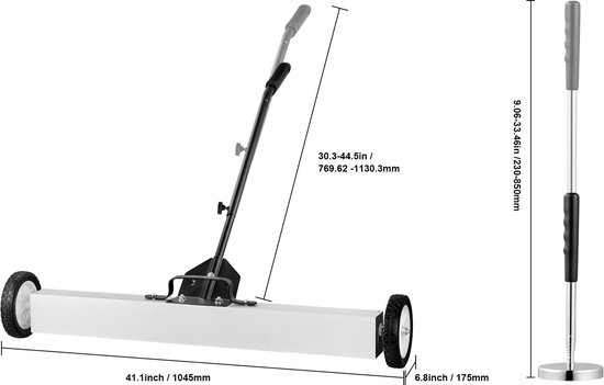 36-Inch Magnetische Veegmachine met Wielen, 55 lbs Capaciteit, Telescopisch Opraapgereedschap, Verstelbare Handgreep, voor Spijkers, Schroeven, Werkplaats, Garage, Tuin van VEVOR — afbeelding 2