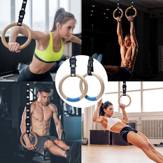 Houten Gymnastische Ringen met Nummerbanden voor Thuis Sporten | bol