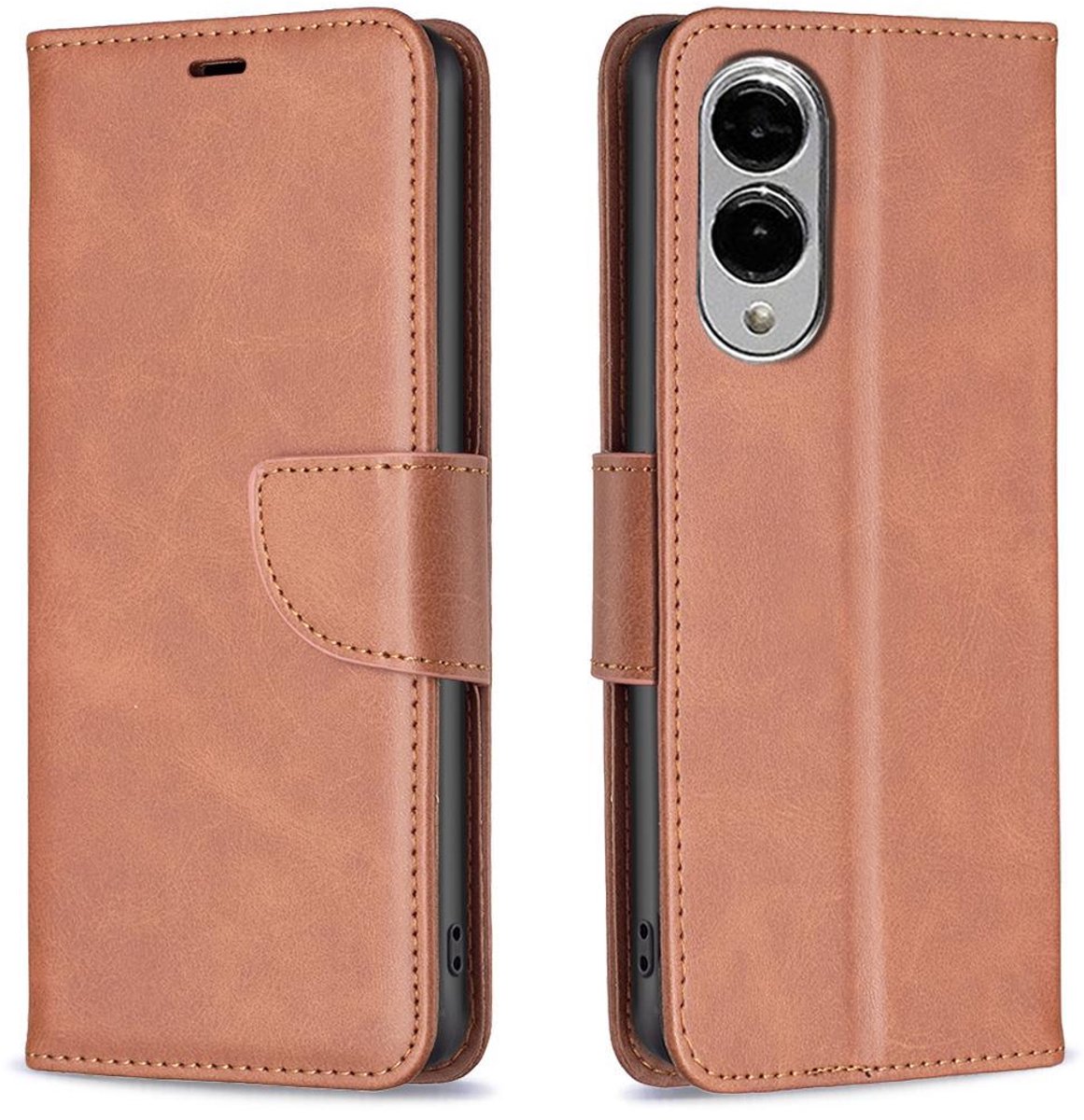 Mobigear Telefoonhoesje geschikt voor Samsung Galaxy S25 Edge Hoesje | Mobigear Excellent Bookcase Portemonnee | Pasjeshouder voor 3 Pasjes | Telefoonhoesje voor Pinpas / OV Kaart / Rijbewijs - Bruin