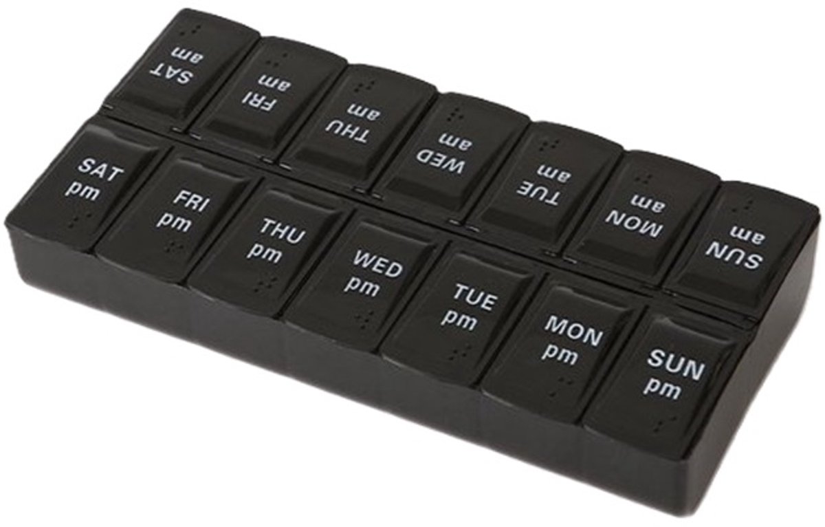Goedkoopste Pillendoosje I Pillendoos I Medicijn Doosje I Pil Box I Zondag t/m Zaterdag I 2 Weken I 14 dagen I Zwart