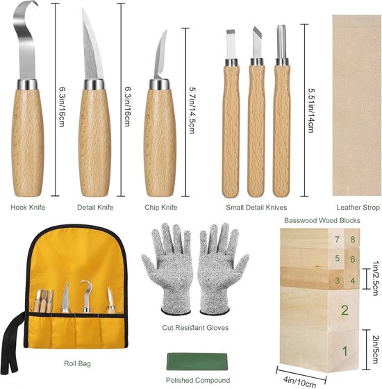 12 stuks set houtsnijwerk beitels gereedschap houtsnede houtbewerking gutsen diy craft kit - type- a kopen? | Korting tot 8
