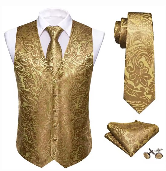 Costume 3 Pièces ME&SLEEVE Homme - Gilet + Cravate + Mouchoir - Classique - Pour Mariage, Soirée