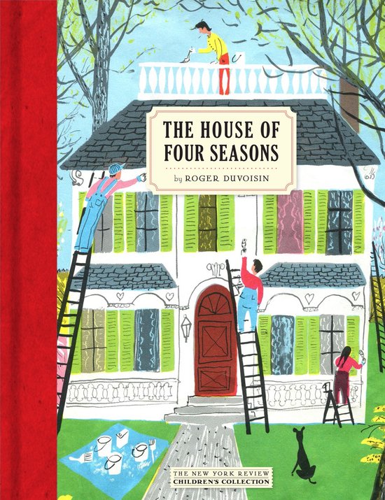 Boek 'The House of Four Seasons' met illustratie van een huis dat wordt geverfd.