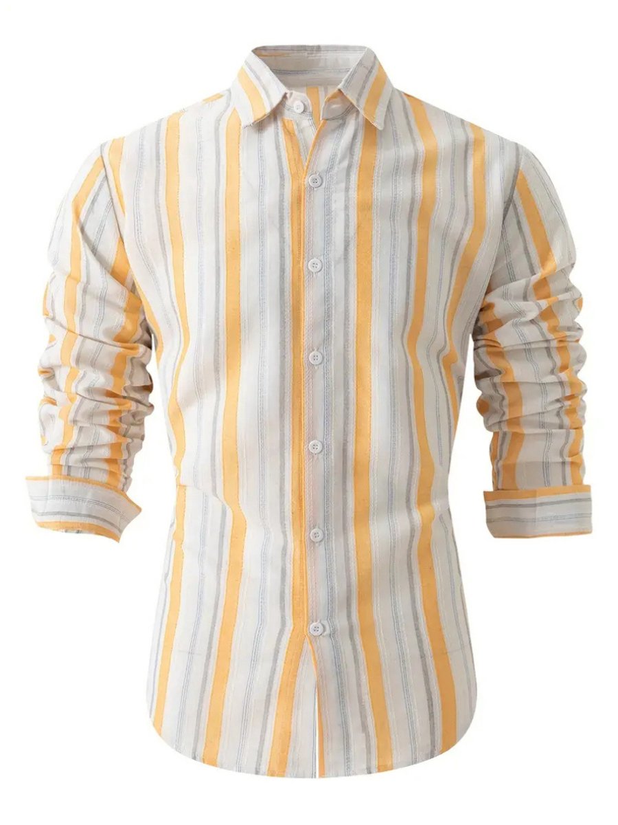 Livano Linnen Blouse Heren t shirt Polo Overhemd Shirt Zomer Ibiza Stijl Geel