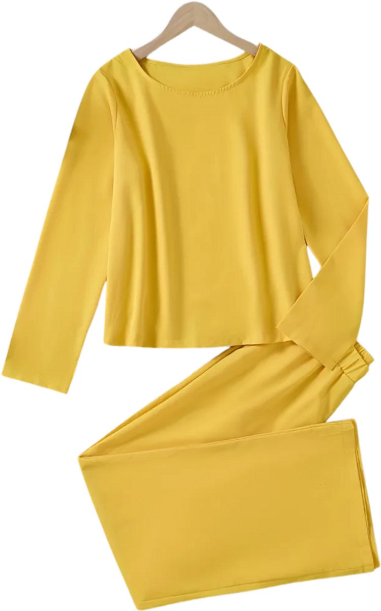 Bovista Linnen Broek Dames Zomerbroek Volwassenen Lange Broek Pantalon Strandbroek Zomer Ibiza Stijl Geel