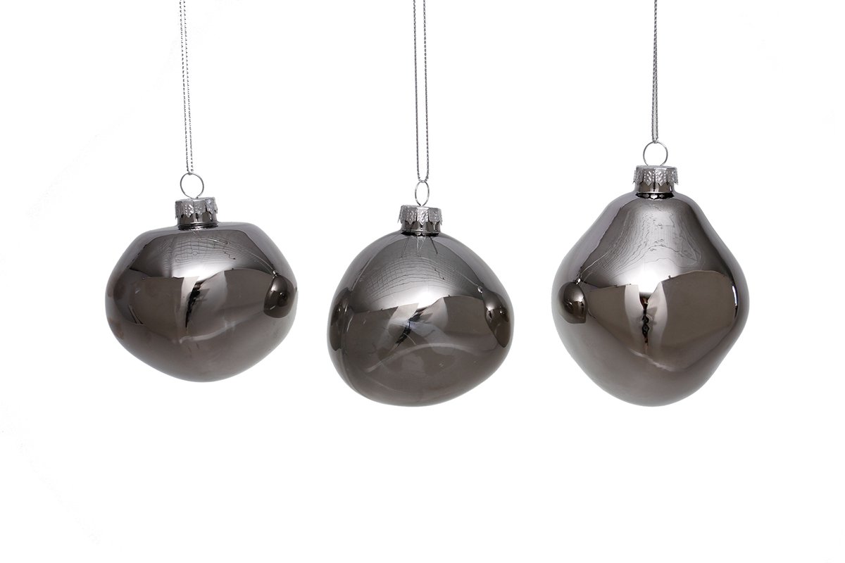 by Mooss - Kerstballen - Set van 6 - Zilver - Organisch - Ø 8 cm - Kerst