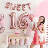 Bordjes sweet 16 - roze - set van 8
