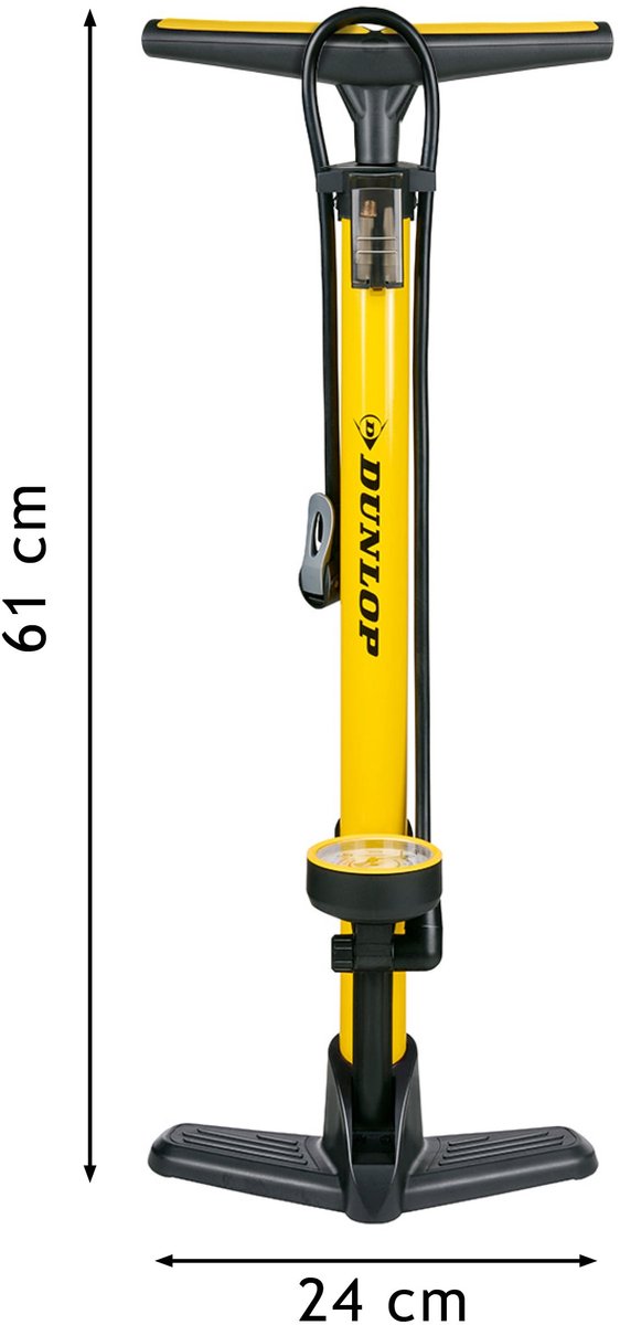 Dunlop Fietspomp met Drukmeter - Fiets Pomp voor Dunlop, Schrader en Frans Ventiel - Staande Pomp Incl. Adaptoren voor Waterspeelgoed en Ballen — afbeelding 2