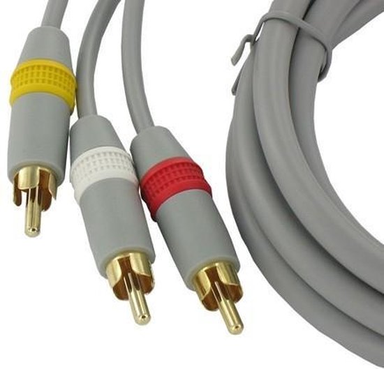 Composiet AV kabel geschikt voor Nintendo Wii, Wii Mini en Wii-U / grijs - 1,5 meter - Dolphix