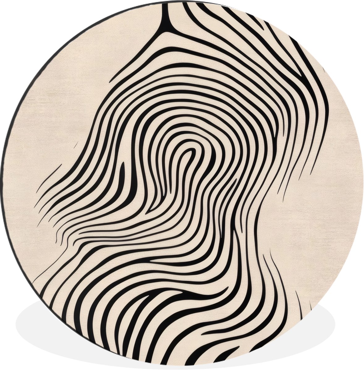 WallCircle Wandcirkel - Muurcirkel - Lijnen - Abstract - Golvend - Zwart - Aluminium - Dibond - 120x120 cm - Binnen en Buiten