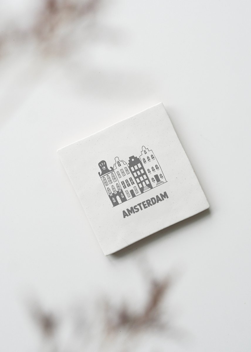 Tegeltje Amsterdam - Huisjes | Wit