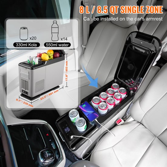 Draagbare Koelkast, 12/24V Autokoelkast, 15L Compacte
