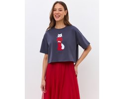 CAT by maniita lacitta Bedrukt T-shirt - CAT IN RED