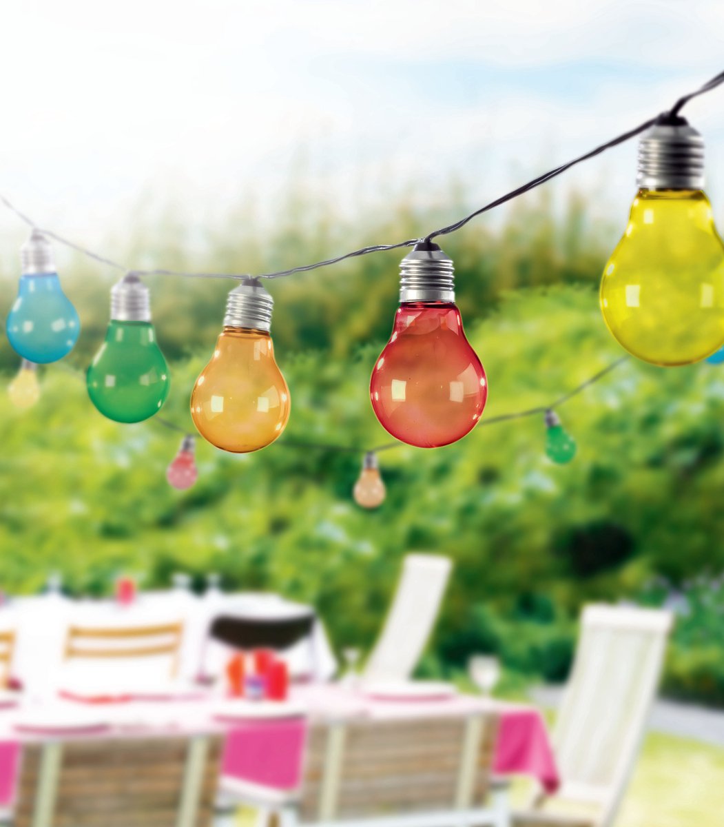 Trango 3208 LED Party String Lights - 10 stuks Party Lights Decoratie - RGB Band - Party Lights - Mood Light - Party Lighting met 10x kleurrijke lichten in gloeilampvorm in echt glas ca. 8m lengte multi kleur
