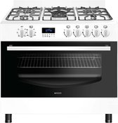 Bol.com Wiggo WO-E909R(WW) - Serie 9 - 90 cm - Gasfornuis - 5 kookzones - Wit aanbieding