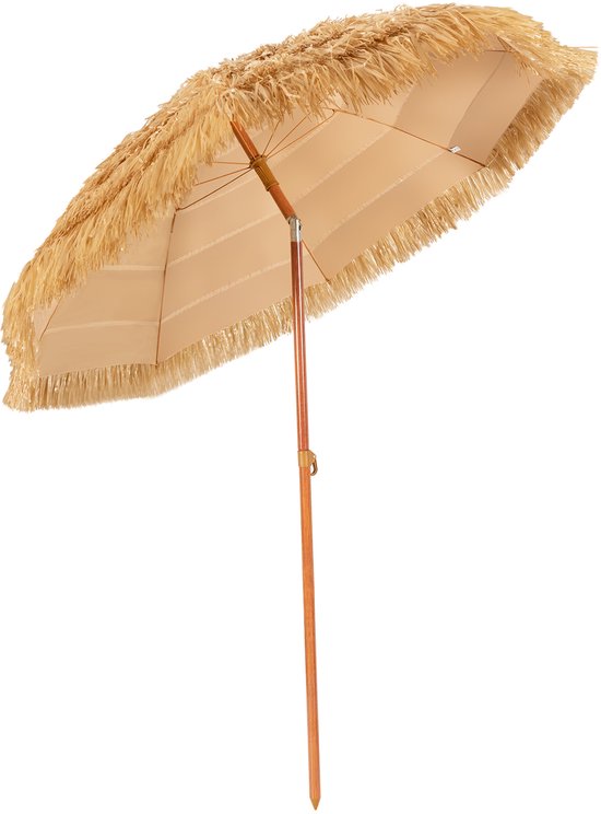 COSTWAY 200 cm parasol, Hawaï, strandscherm, reisstro, marktparasol, stroparasol, tuinparasol, kantelbaar, terrasparasol voor tuin, strand, outdoor