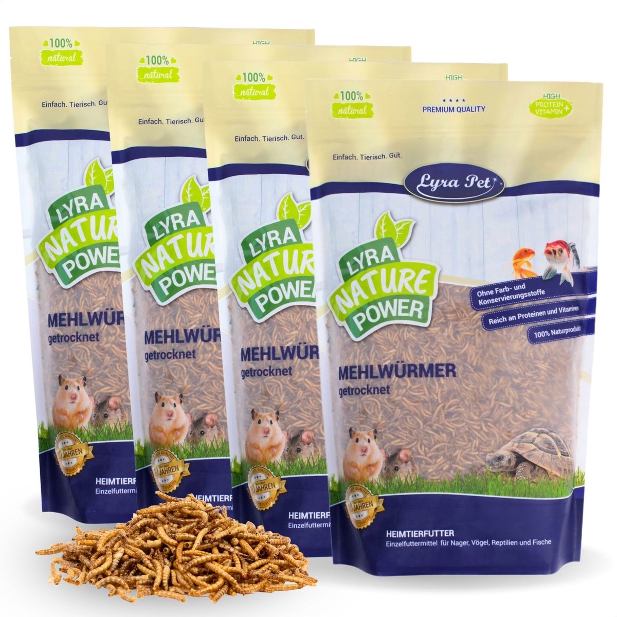 4 x 10 liter Lyra Pet® gedroogde meelwormen in een zakje