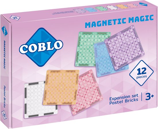 Coblo Pastel Brick Stenen 12 stuks-Magnetisch speelgoed - Montessori speelgoed - Magnetische Bouwstenen - Magnetische tegels - STEM speelgoed - Cadeau kind - Speelgoed 3 jaar t/m 12 jaar - Magnetisch speelgoed bouwblokken