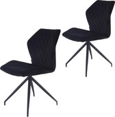 Rocky eetkamerstoelen set van 2 Velvet Zwart