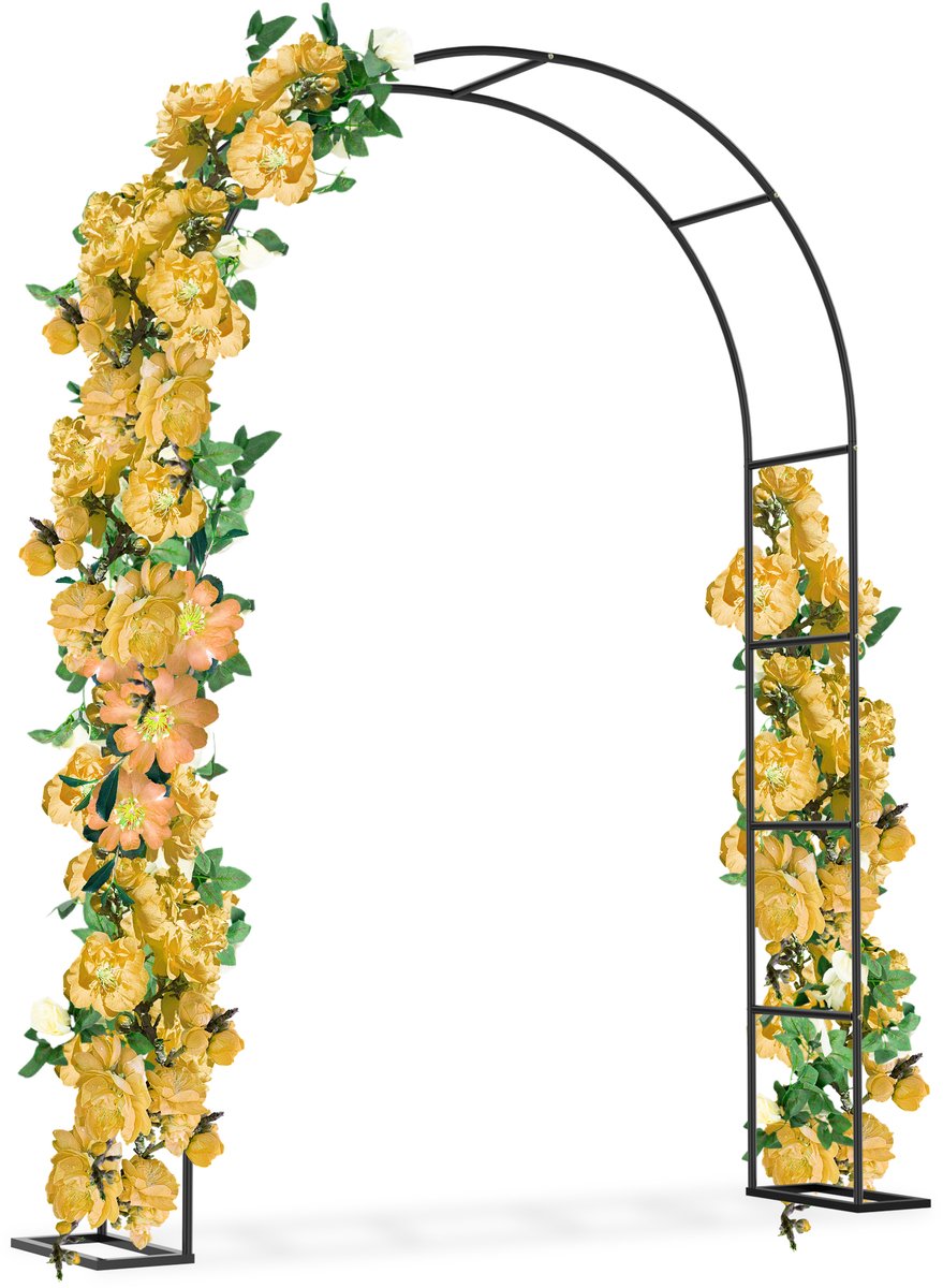 Aufun Rozenboog Tuinboog - Metalen boog Tuinroosbogen - Trellis Rozensteun voor rozen en klimplanten Rozenframe Plantenboog Extra breed plantenframe - Zwart