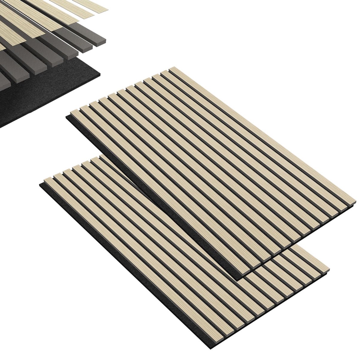 2 stuks Geluidisolatie - akoestisch wandpaneel - 120x60 cm Akoestische panelen - Geluiddemper - Studio Foam - Eik