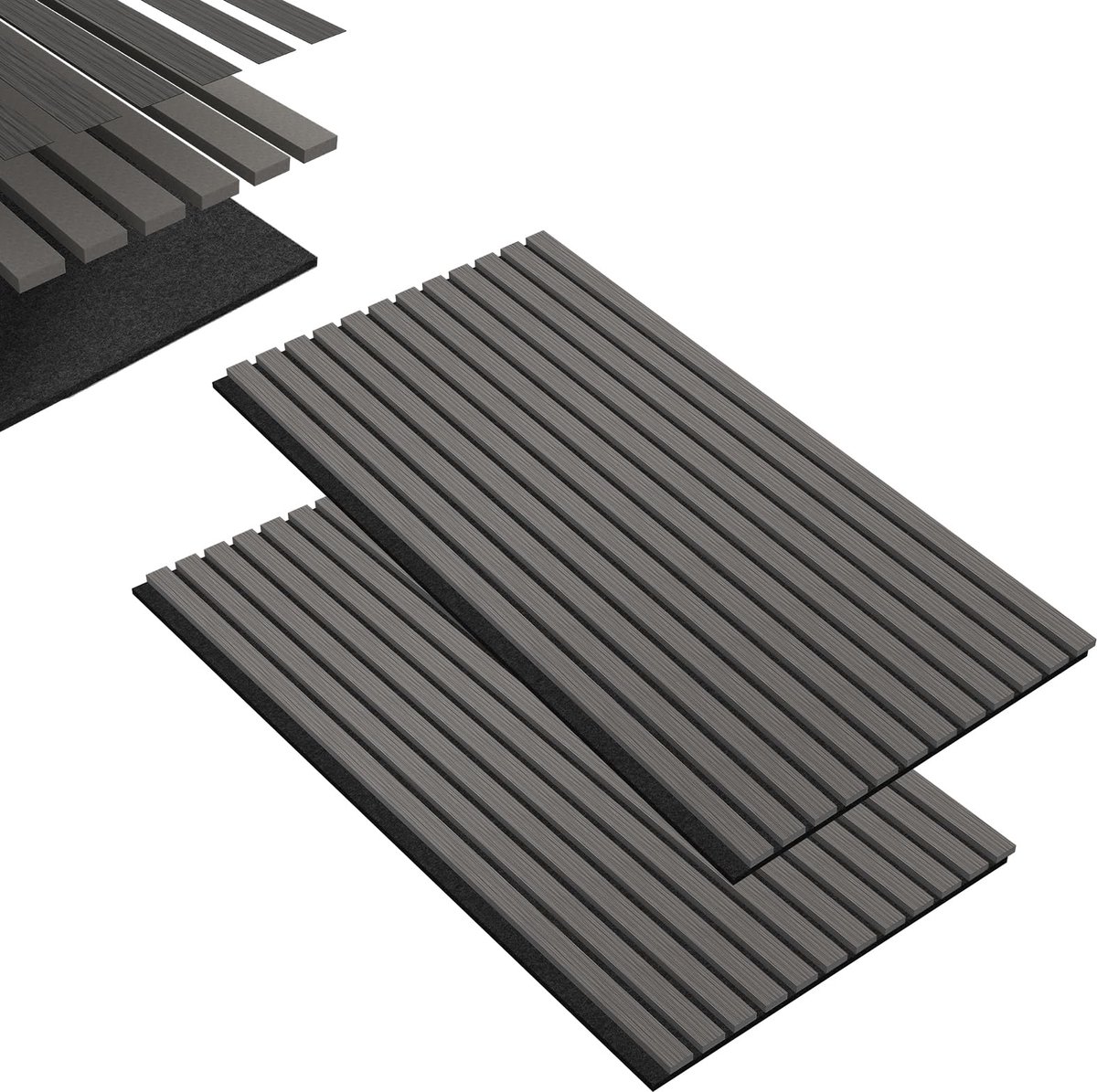 Aufun Akoestisch wandpaneel - 2 stuks - 120 x 60 cm - geluidsabsorberend - grijs