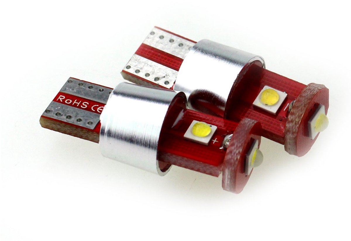 T10 autolamp W5W 2 stuks | 3-SMD daglichtwit 6000K 15W-220 Lumen | CAN-BUS 12V DC