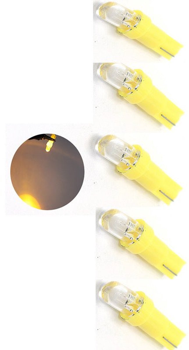 Auto LEDlamp | 5x autoverlichting LED T5 | kleur geel | 12V DC