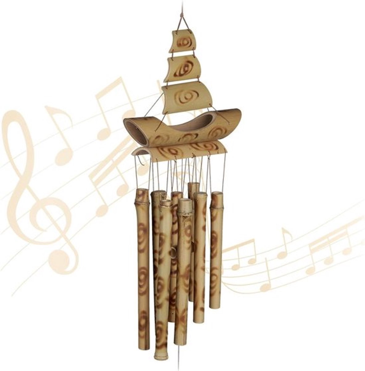 Thuys – Windgong Bamboe – Windvanger – Windorgel – Natuurlijk Geluid – 69 x 19 x 66 CM