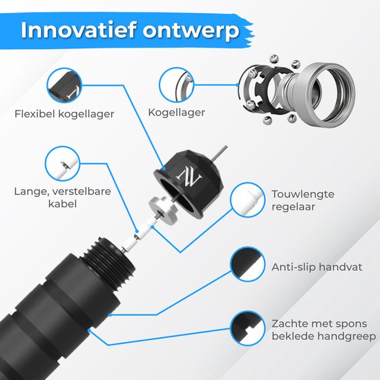 Nuvance Professioneel Sport Springtouw - Verstelbaar - Speedrope - Jump Rope - voor Volwassenen en Kinderen - Zwart