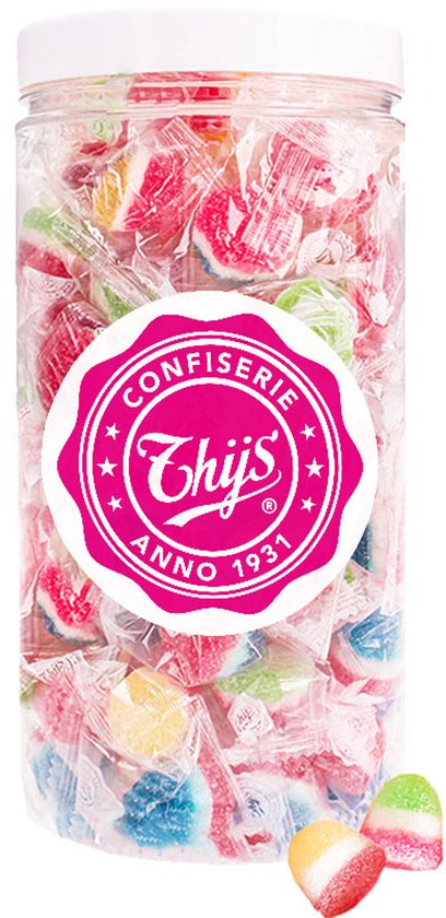 Foto: Confiserie thijs tricolor gommetjes snoep nostalgisch snoep belgisch snoep in herbruikbare pot 650g