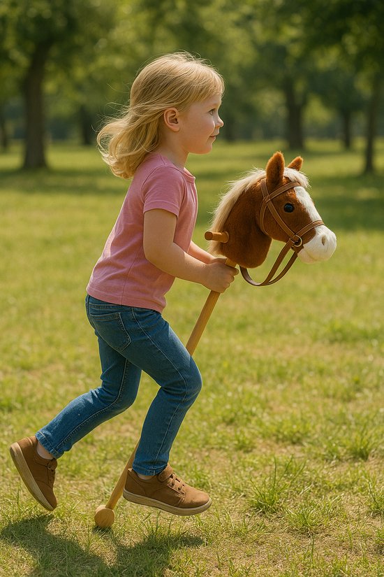 Hobby Horse Stokpaard - Stokpaard - Pluche stokpaardje - Houten speelgoed - Buitenspeelgoed - Speelgoed Paard met Teugels - Zacht en Stevig van Buzzbeds — afbeelding 3