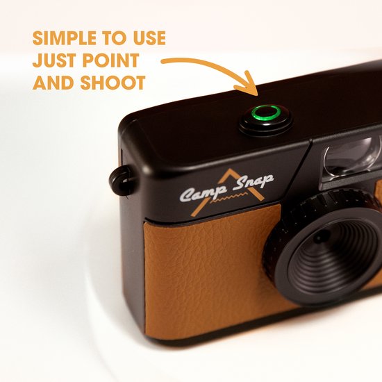 Appareil photo numérique Campsnap - Sans écran - Rechargeable - 2000 photos - Vintage - Carte mémoire incluse - Résistant - Marron