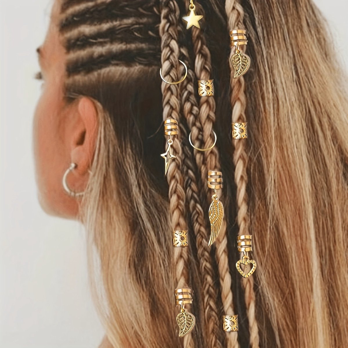 Haaraccessoires Set - Haarringen Dreadlock Legering - Goudkleurig - 45 stuks