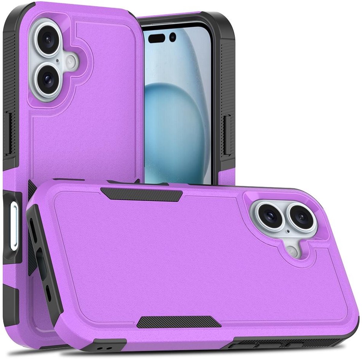 Mobigear Hoesje geschikt voor Apple iPhone 16 Telefoonhoesje Hardcase | Mobigear Heavy Armor Backcover Shockproof | Schokbestendig iPhone 16 Telefoonhoesje | Anti Shock Proof - Paars