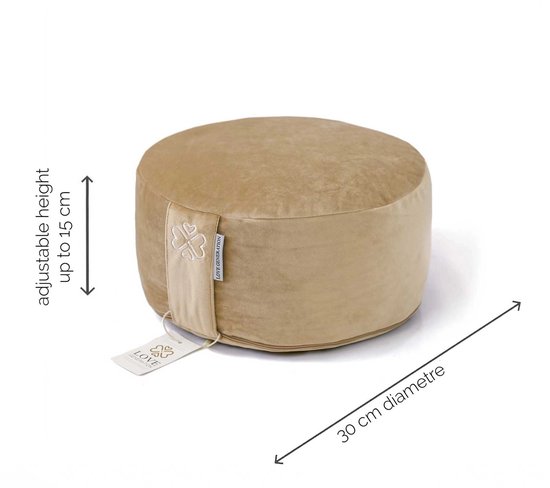 Fluwelen Meditatiekussen - ⌀30cm - 15cm - Glamorous Gold van Pure Velvet — afbeelding 5