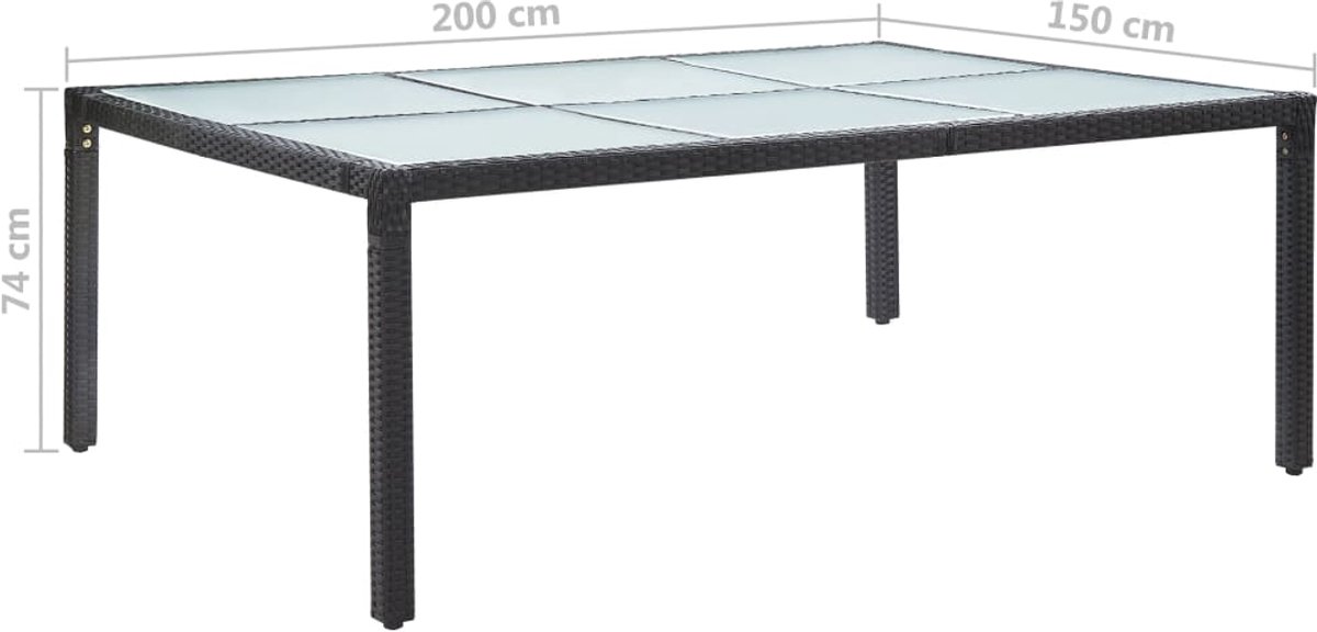 FIONERA Tuintafel 200x150x74 cm poly rattan zwart