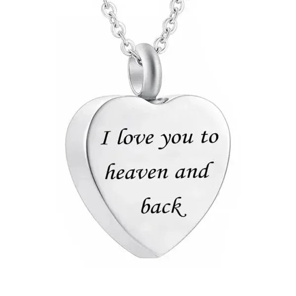 Aramat Jewels | Gedenkhangers | Stalen Ashanger Hart Always by My Side – Zilverkleurig 316L Gedenksieraad | i love you to haven and back-25x1.8cm | |20mm | Staal | Volwassenen | Verkleurd niet
