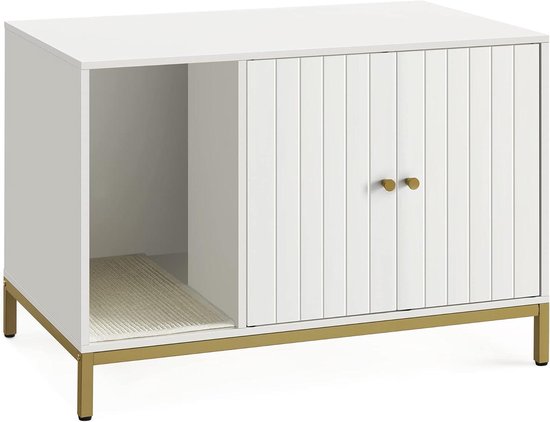 COSTWAY Krabpaal met kattenkast, all-in-1 kattenhuis van hout