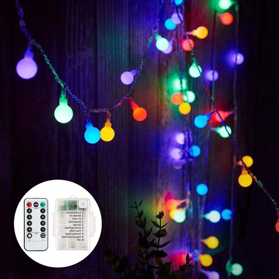 Voolex Lichtsnoer voor buiten, 40m 400 leds, Kerstmis, dimbaar, kleurrijk en warmwit, 11 modi, met stekker, afstandsbediening, timer voor kerstverlichting, huis, feest, tuin