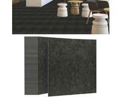 30cm x 30cm PVC-vloerbedekking set (27 Stuks, 2,51m²) PVC vloeren - vinylvloer- Vinyl vloeren - Ritsel voor Keuken, Woonkamer en Balkon, Donkergrijs marmer